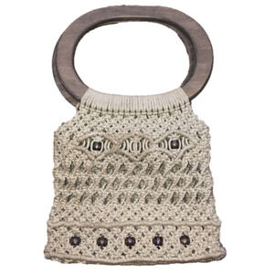 Vintage crochet woven rope boho handbag